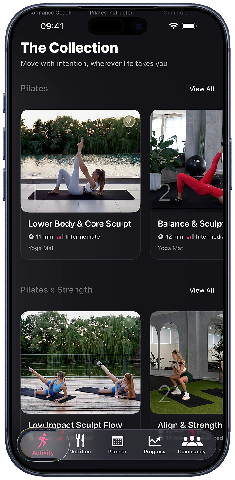 The Collection — browsing Pilates and Pilates × Strength sessions